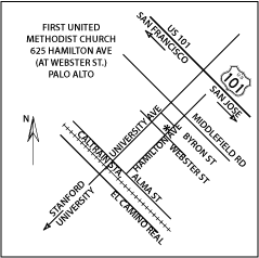 Map to Palo Alto Masonic Temple